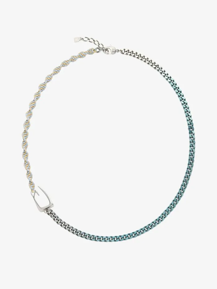 Men Jewelry Givenchy Giv Cut Necklace In Metal Enamel And Woven Cotton Sky Blue Men Jewelry Givenchy Giv Cut Necklace In Metal Enamel And Woven Cotton Sky Blue