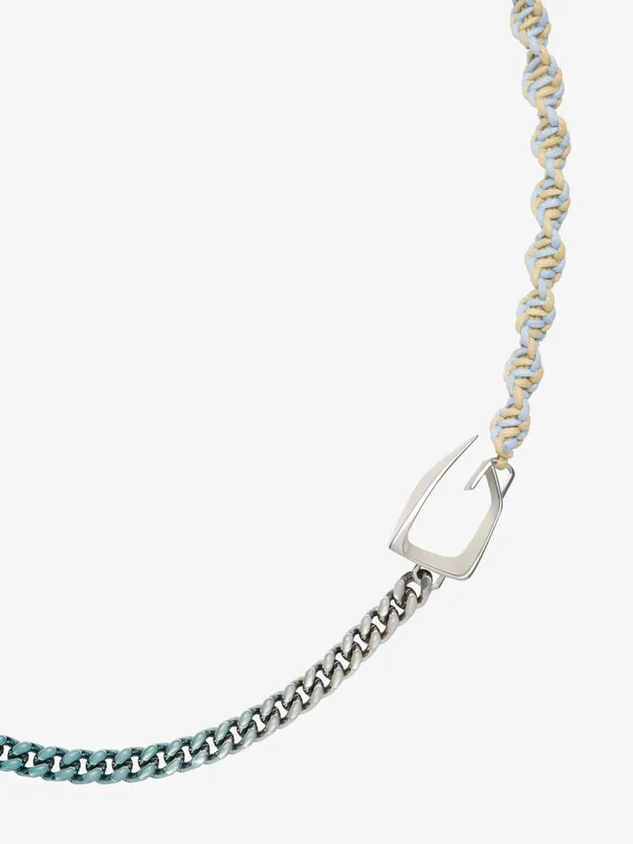 Men Jewelry Givenchy Giv Cut Necklace In Metal Enamel And Woven Cotton Sky Blue Men Jewelry Givenchy Giv Cut Necklace In Metal Enamel And Woven Cotton Sky Blue