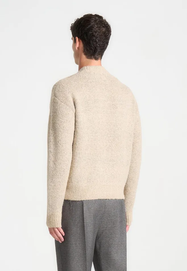 Men Manire De Voir Asymmetric Brushed Wool Knit Jumper Beige