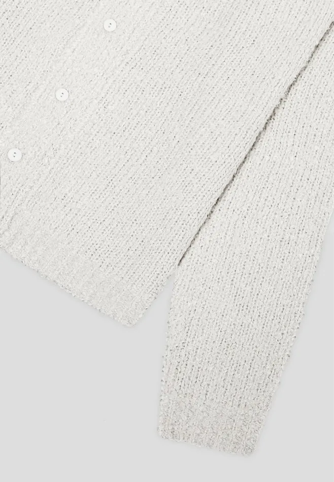 Men Manire De Voir Boucle Knit Button Up Cardigan Stone