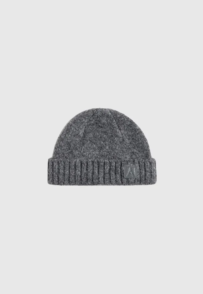 Men Manire De Voir Brushed Wool Knit Beanie Grey Marl