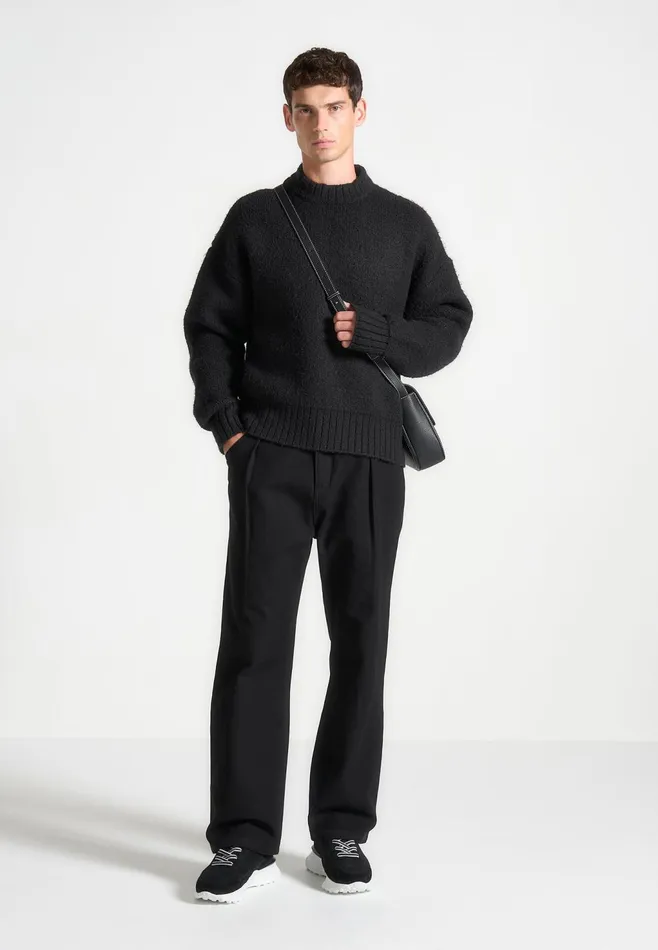 Men Manire De Voir Brushed Wool Knit Jumper Black
