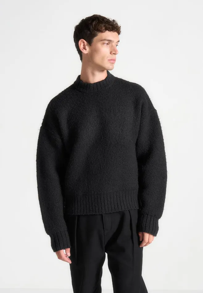 Men Manire De Voir Brushed Wool Knit Jumper Black
