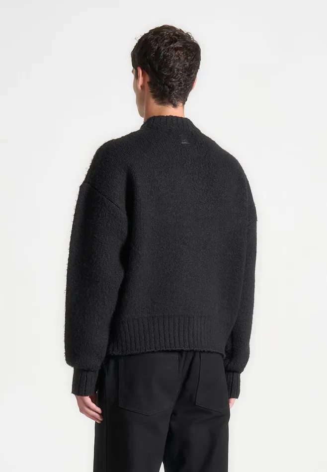 Men Manire De Voir Brushed Wool Knit Jumper Black