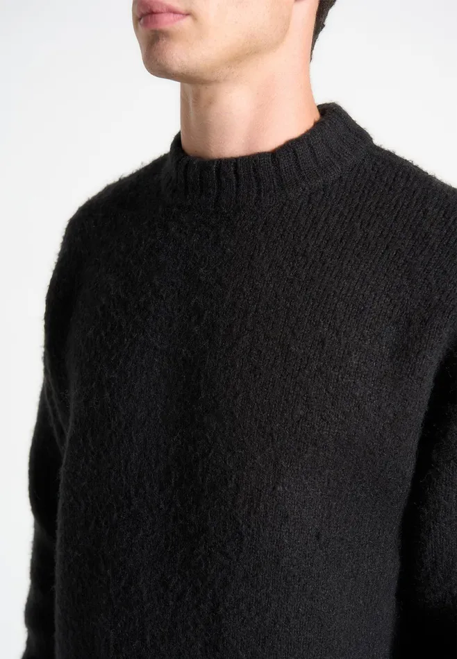 Men Manire De Voir Brushed Wool Knit Jumper Black