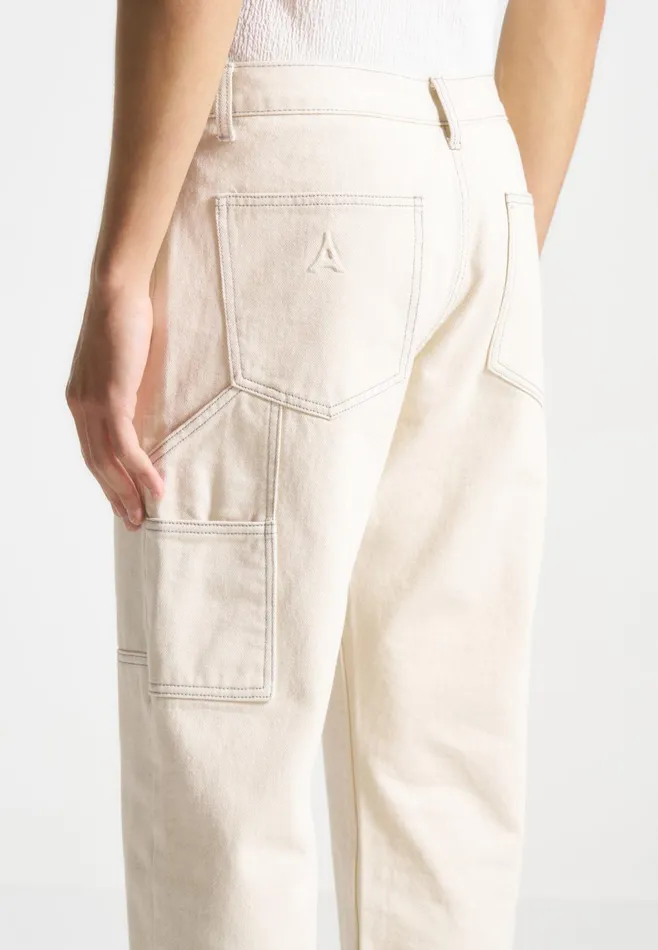 Men Manire De Voir Contrast Stitch Carpenter Jean Cream
