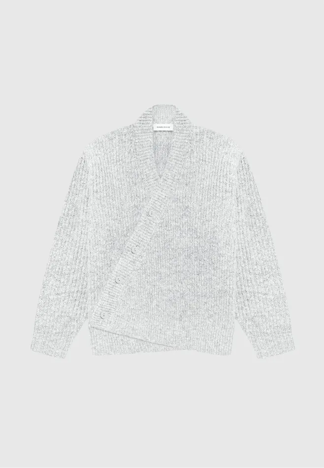 Men Manire De Voir Double Breasted Brushed Knit Cardigan Grey