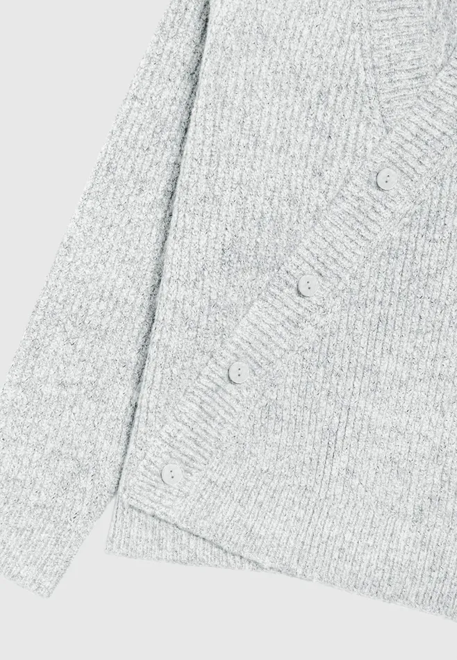 Men Manire De Voir Double Breasted Brushed Knit Cardigan Grey