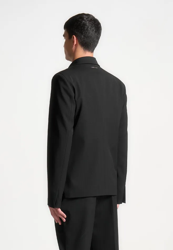 Men Manire De Voir Double Breasted Pinstripe Suit Jacket Black