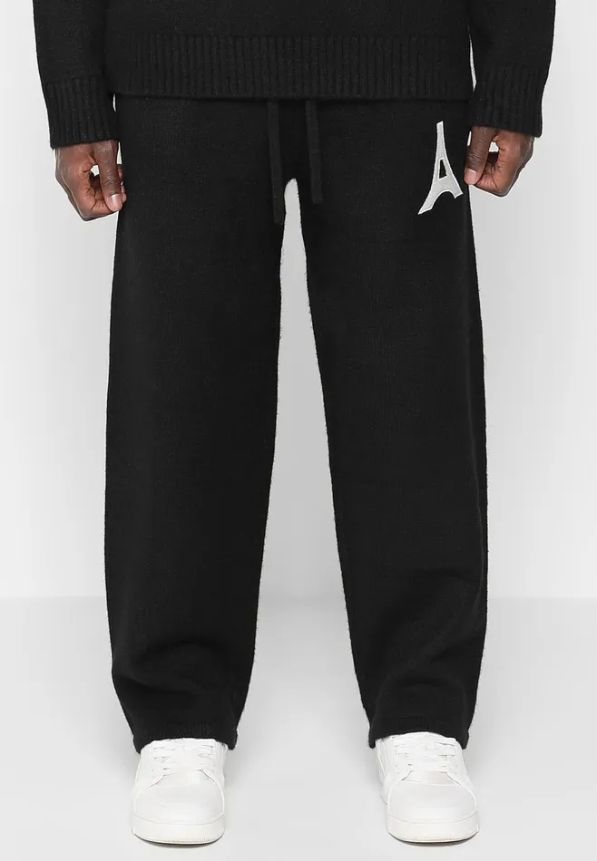 Men Manire De Voir Knitted Relaxed Fit Eiffel Joggers Black