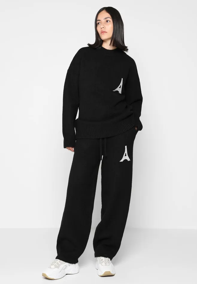 Men Manire De Voir Knitted Relaxed Fit Eiffel Joggers Black