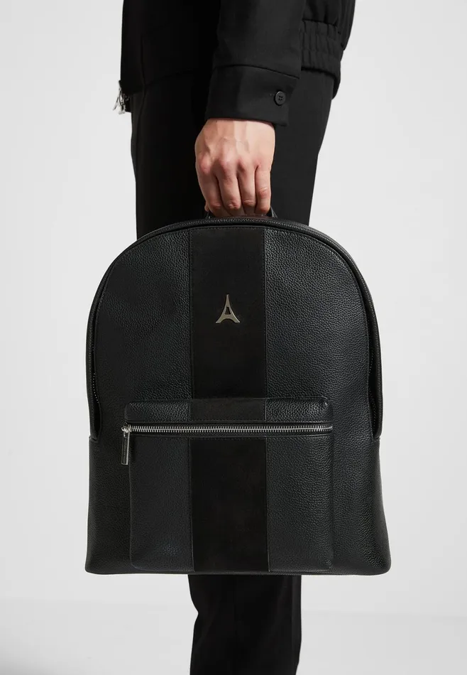 Men Manire De Voir Leather Backpack With Suede Panel Black