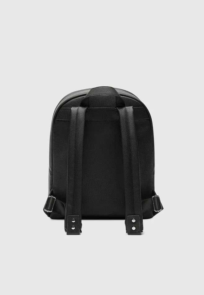 Men Manire De Voir Leather Backpack With Suede Panel Black