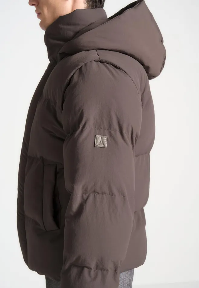 Men Manire De Voir Puffer Jacket With Removable Sleeves Mauve