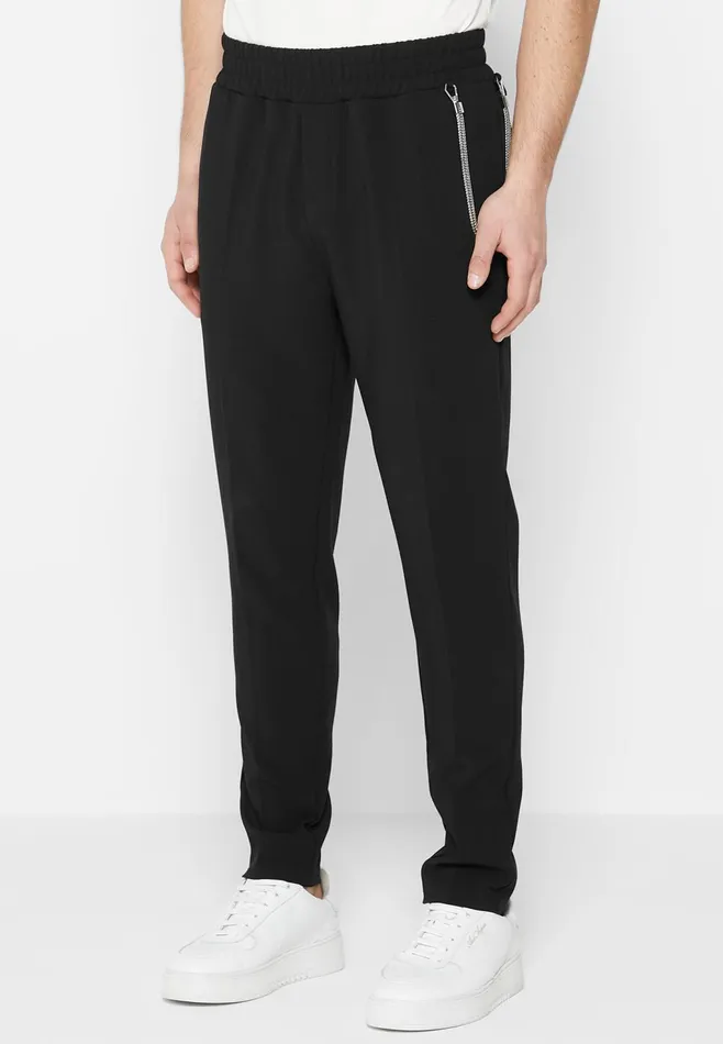 Men Manire De Voir Tailored Trousers With Chain Detail Black