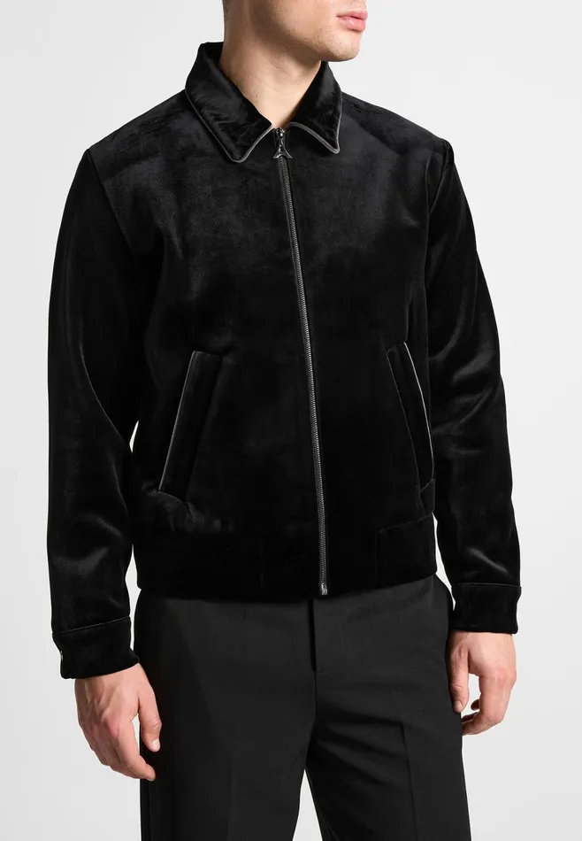 Men Manire De Voir Velvet Jacket With Contrast Piping Black