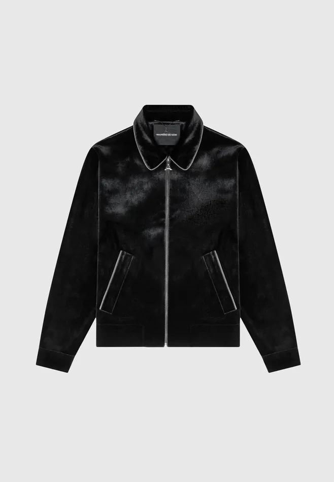 Men Manire De Voir Velvet Jacket With Contrast Piping Black