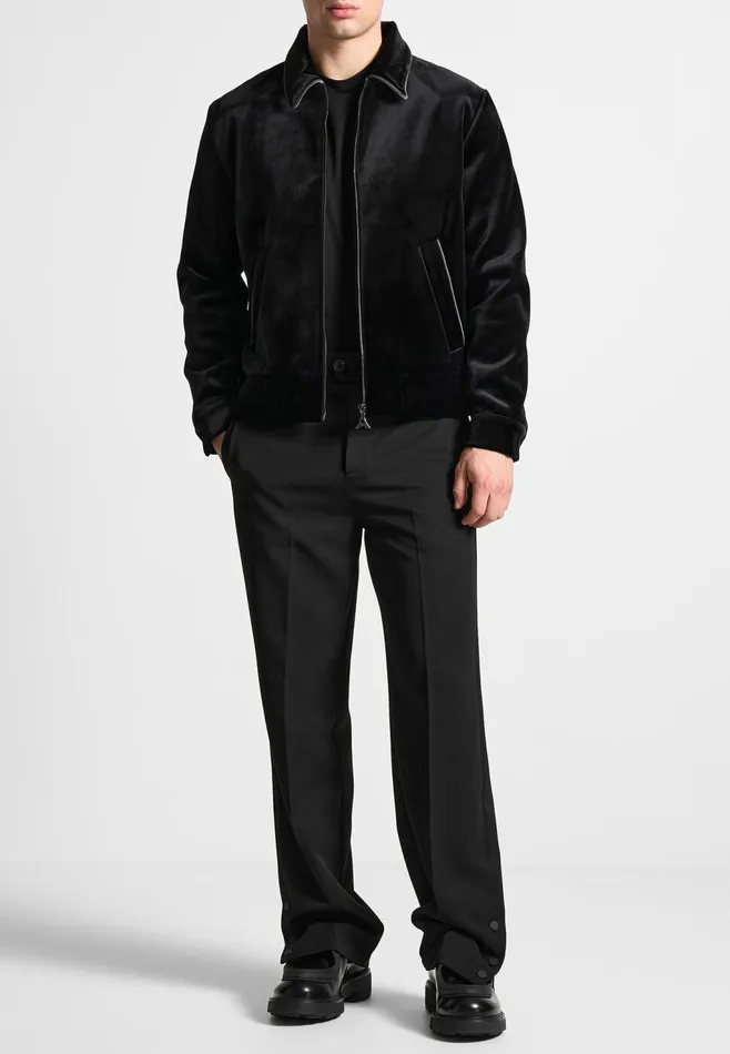 Men Manire De Voir Velvet Jacket With Contrast Piping Black