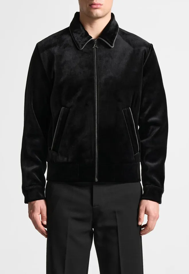 Men Manire De Voir Velvet Jacket With Contrast Piping Black