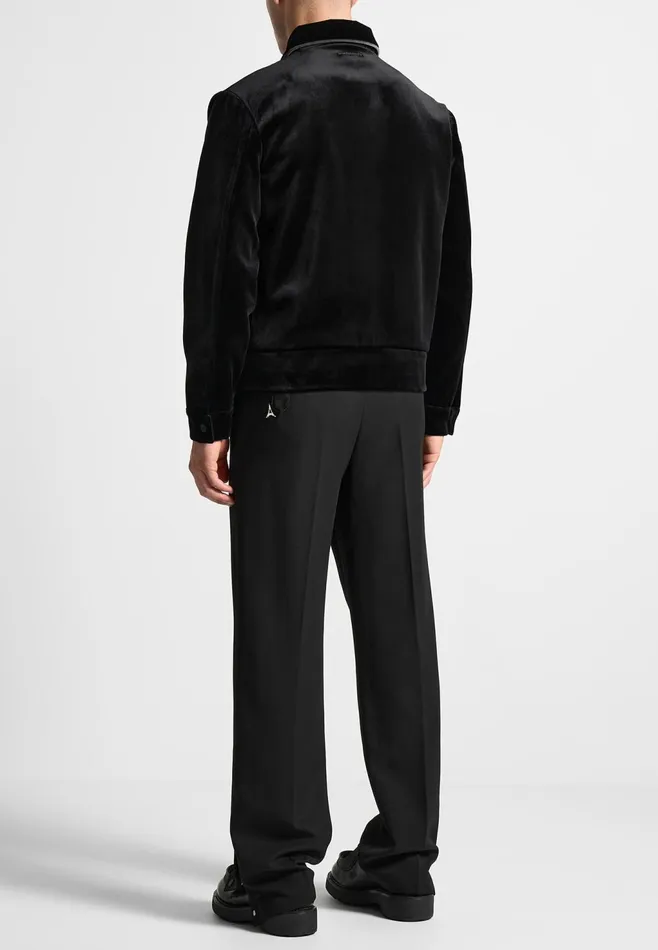 Men Manire De Voir Velvet Jacket With Contrast Piping Black