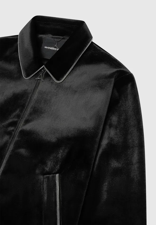 Men Manire De Voir Velvet Jacket With Contrast Piping Black