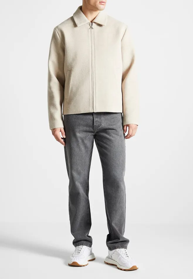 Men Manire De Voir Wool Blend Boxy Jacket Beige