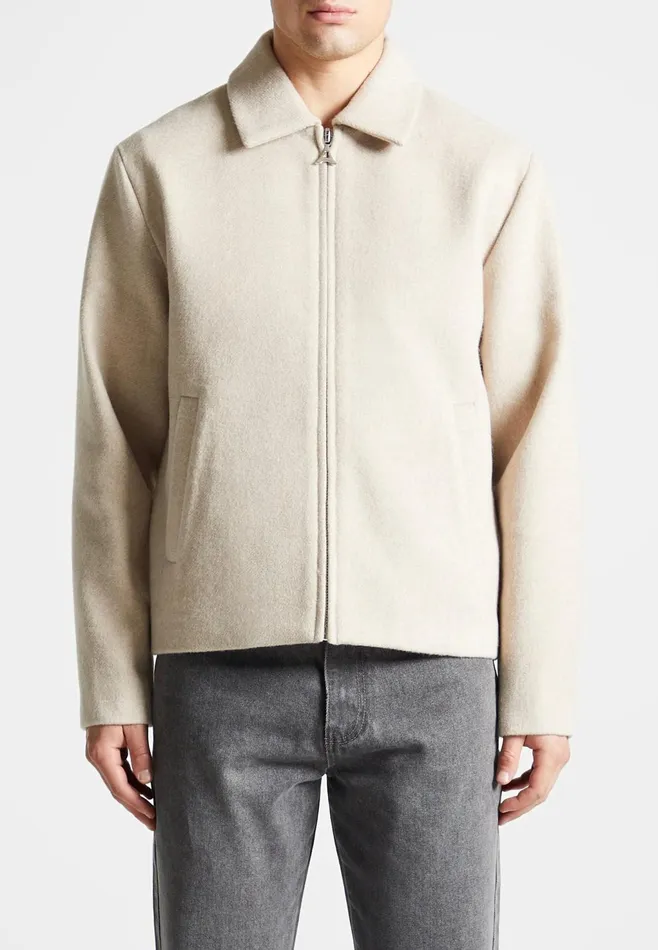 Men Manire De Voir Wool Blend Boxy Jacket Beige