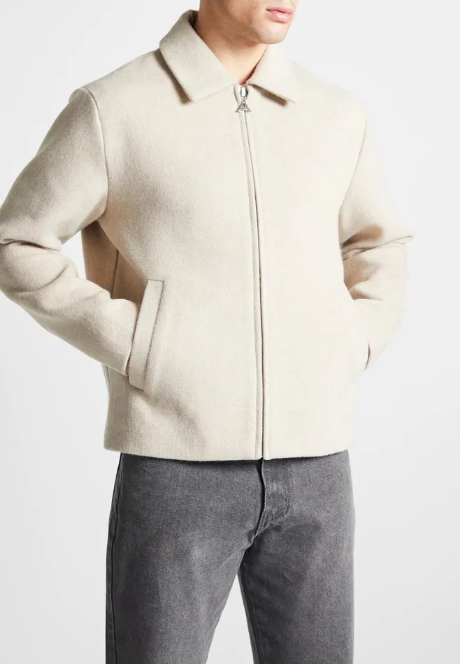 Men Manire De Voir Wool Blend Boxy Jacket Beige