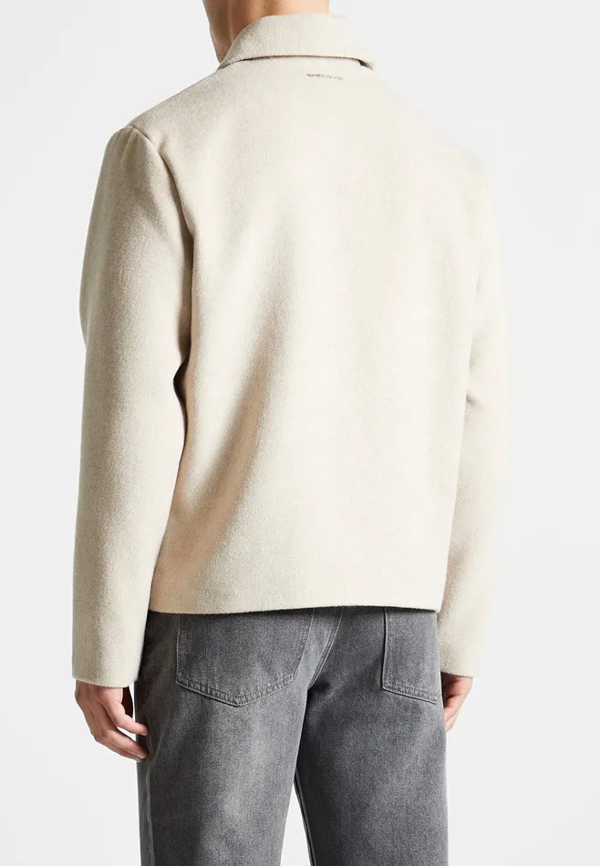 Men Manire De Voir Wool Blend Boxy Jacket Beige