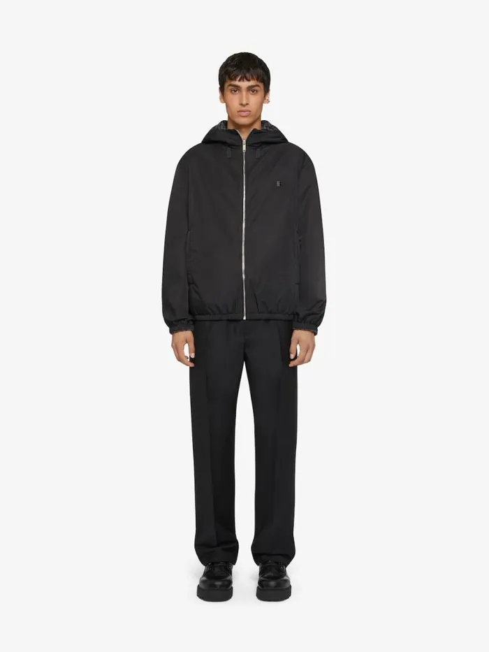 Men Outerwear and Blousons Givenchy 4G Reversible Hooded Jacket In Wool Blackgrey Men Outerwear and Blousons Givenchy 4G Reversible Hooded Jacket In Wool Blackgrey
