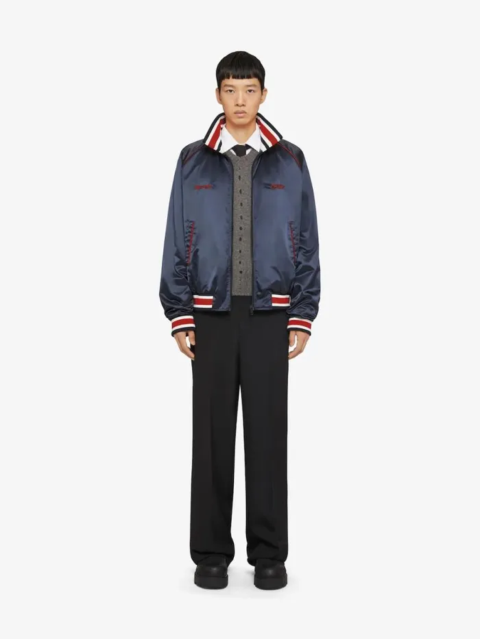 Men Outerwear and Blousons Givenchy GIVENCHY 1952 Shiny Bomber Jacket Night Blue