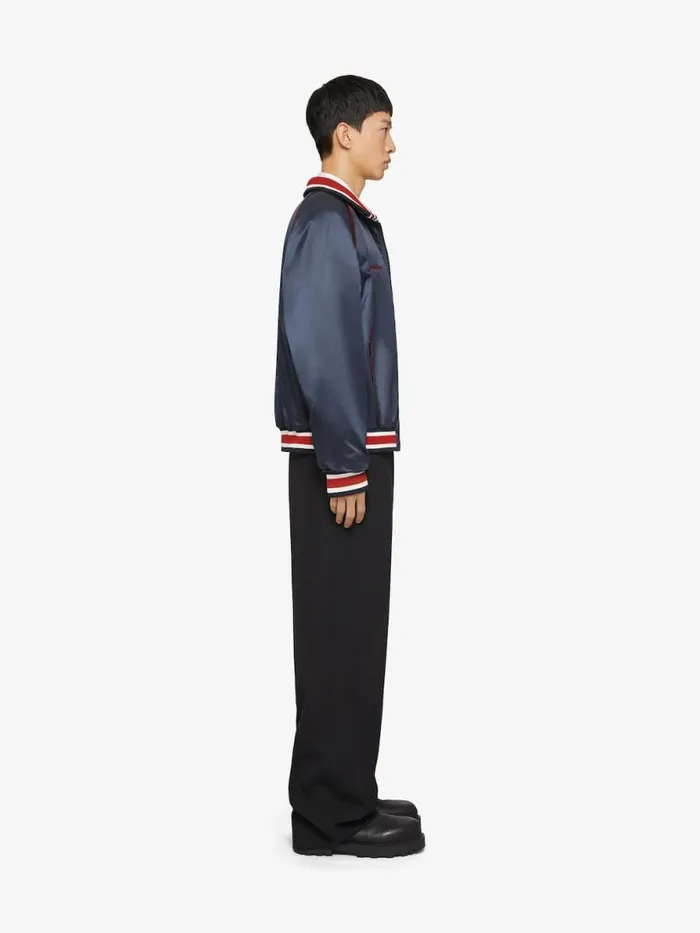 Men Outerwear and Blousons Givenchy GIVENCHY 1952 Shiny Bomber Jacket Night Blue
