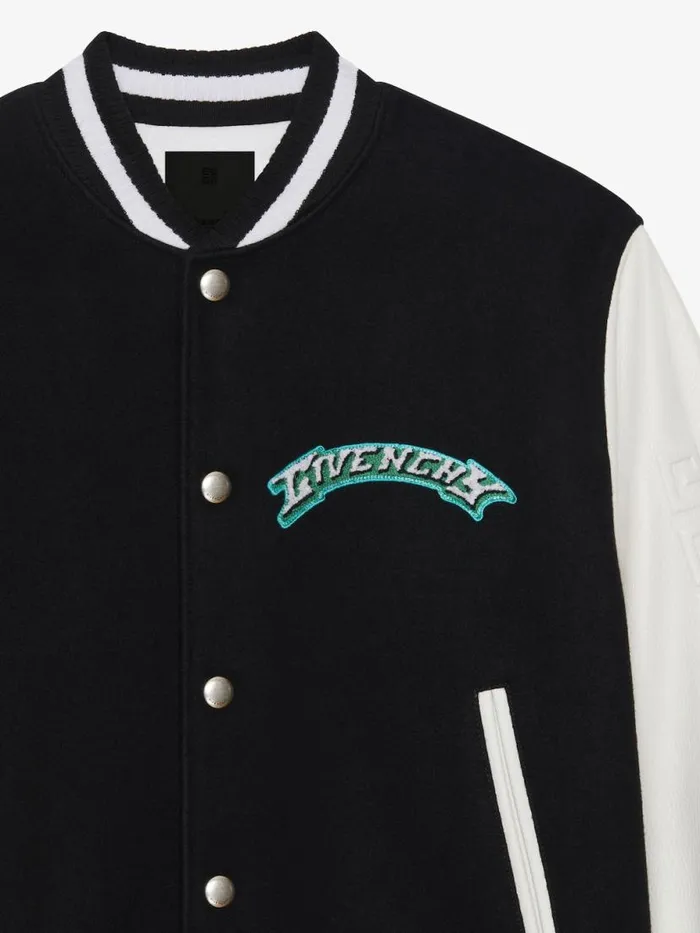Men Outerwear and Blousons Givenchy GIVENCHY Varsity Jacket In Wool And Leather Blackwhite Men Outerwear and Blousons Givenchy GIVENCHY Varsity Jacket In Wool And Leather Blackwhite