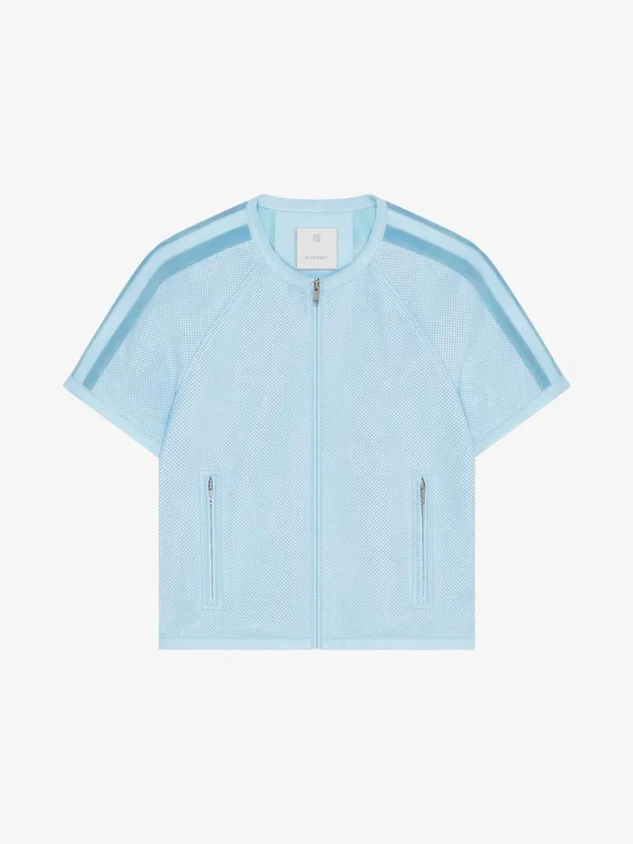 Men Outerwear and Blousons Givenchy Jacket In Perforated Leather Sky Blue