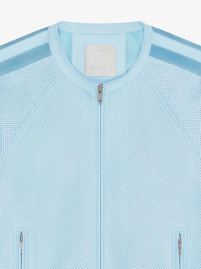 Men Outerwear and Blousons Givenchy Jacket In Perforated Leather Sky Blue