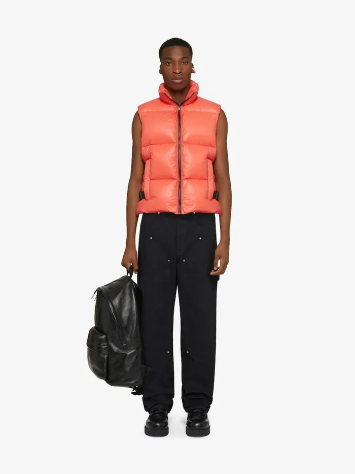 Men Outerwear and Blousons Givenchy Sleeveless Puffer Jacket With Buckles Orange Men Outerwear and Blousons Givenchy Sleeveless Puffer Jacket With Buckles Orange