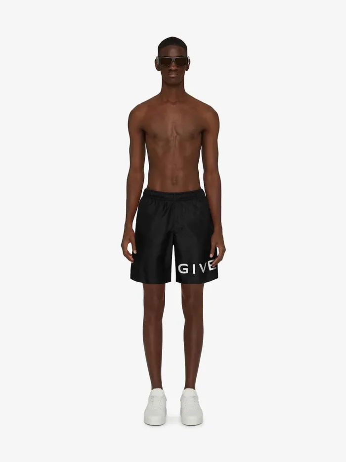 Men Pants and Shorts Givenchy GIVENCHY 4G Long Swim Shorts Blackwhite