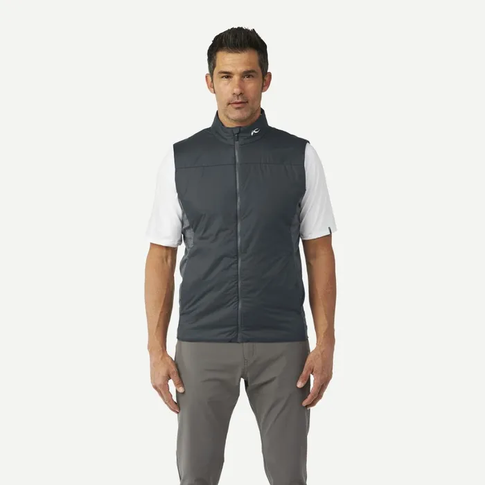 Men Radiation Vest 8211 Insulated Golf Vest Dark Dusksteel Grey Melange KJUS Jackets and Vests