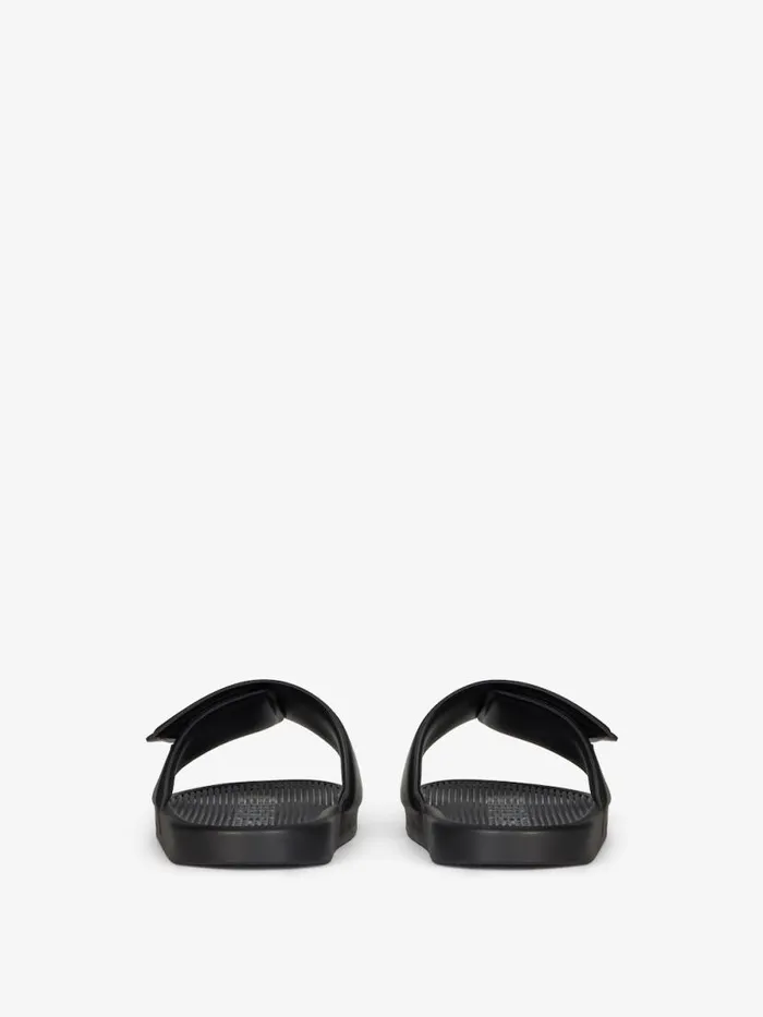 Men Slides and Sandals Givenchy Slide Flat Sandals In Synthetic Leather Blackwhite Men Slides and Sandals Givenchy Slide Flat Sandals In Synthetic Leather Blackwhite