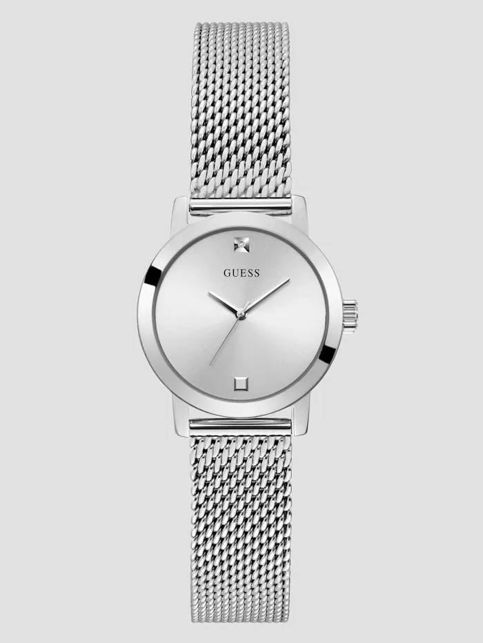 Mini Nova SilverTone Analog Watch Silver Women Watches GUESS