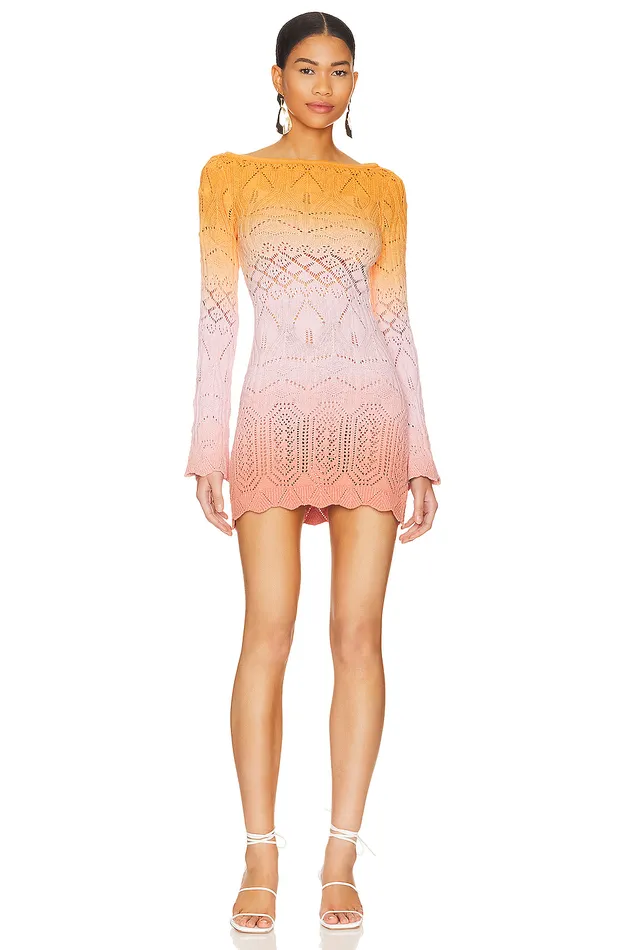 Nadalia Ombre Dress Orange and Light Pink Women Lovers and Friends Sweaters and Knits