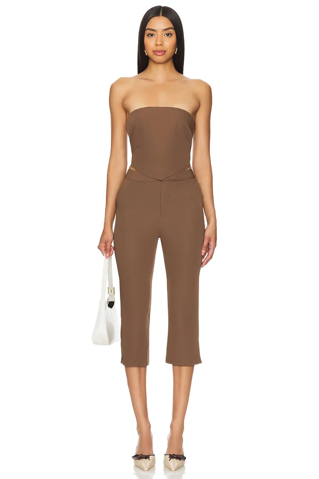 Natasha Cropped Pant Mushroom Brown Women Lovers and Friends Pants