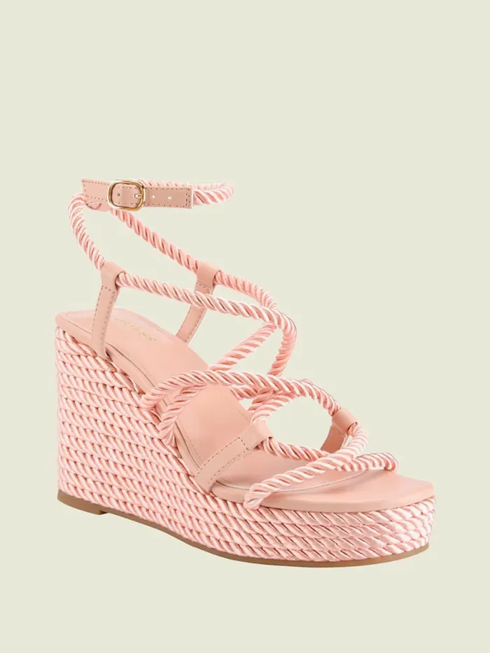 Natesha Strappy Rope Wedges Medium Pink Sandals GUESS Women