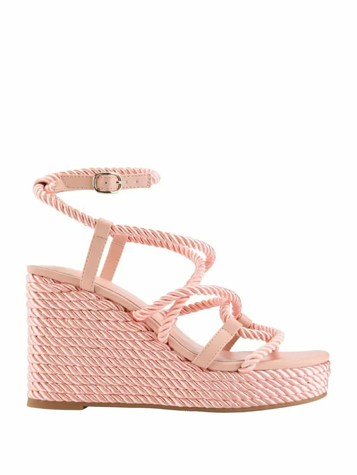 Natesha Strappy Rope Wedges Medium Pink Sandals GUESS Women Natesha Strappy Rope Wedges Medium Pink Sandals GUESS Women