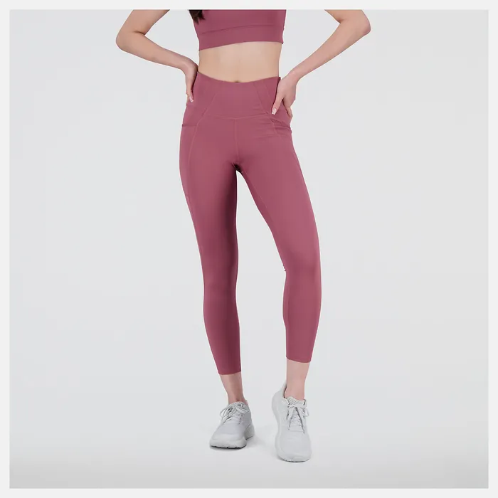 New Balance Pants and Leggings Women Shape Shield 78 High Rise Pocket Tight WASHED BURGUNDY
