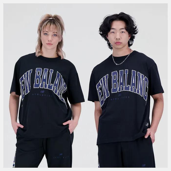 New Balance Unissentials Warped Classics Cotton Jersey TShirt BLACK MenWomen Matching Sets New Balance Unissentials Warped Classics Cotton Jersey TShirt BLACK MenWomen Matching Sets