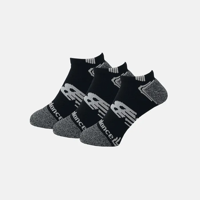 No Show Run Sock 3 Pack BLACK with WHITE MenWomen Socks New Balance
