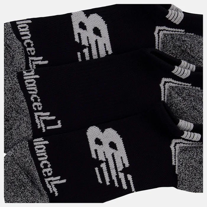 No Show Run Sock 3 Pack BLACK with WHITE MenWomen Socks New Balance