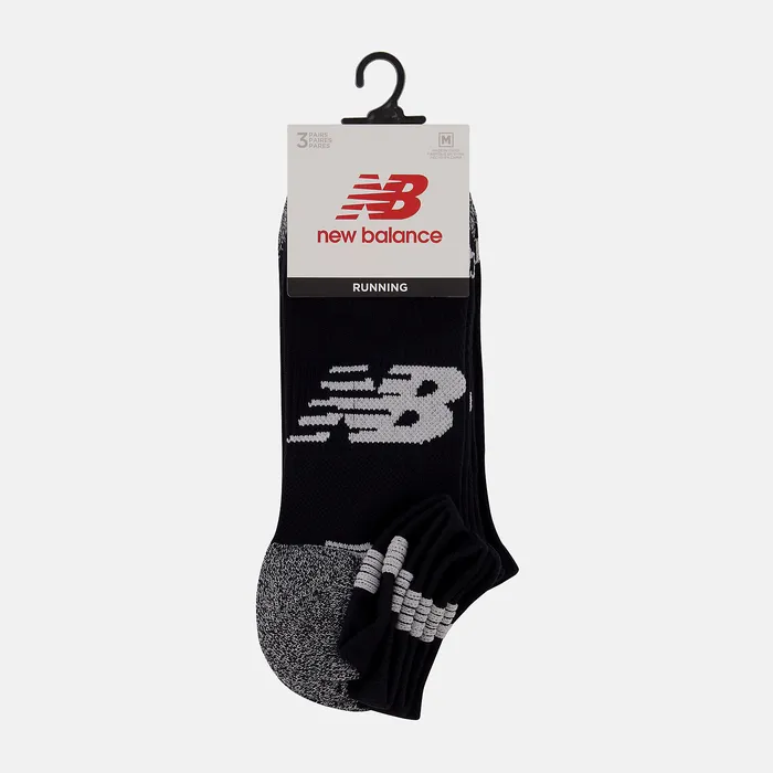 No Show Run Sock 3 Pack BLACK with WHITE MenWomen Socks New Balance