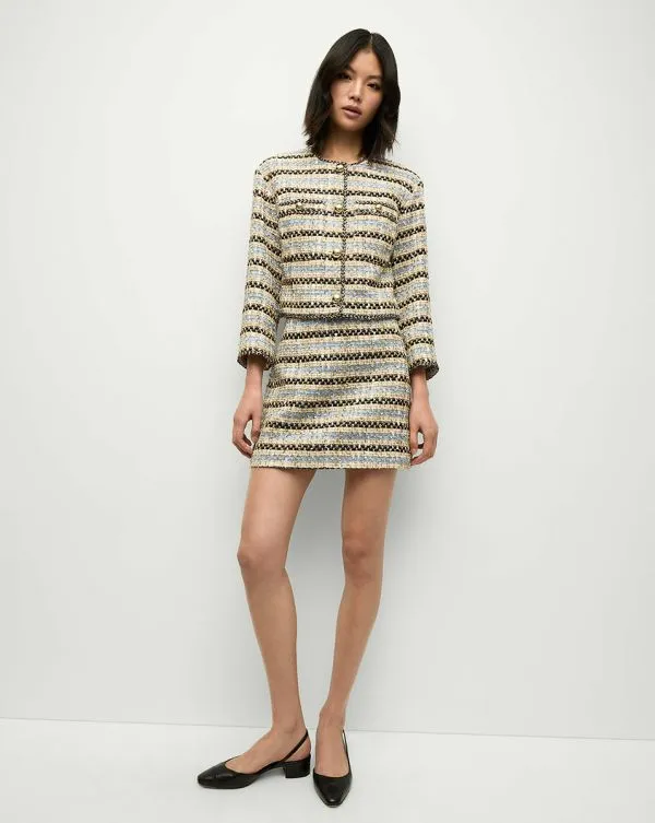 Ohemia Metallic Tweed Skirt Blueandivory Women Veronica Beard Skirts and Shorts